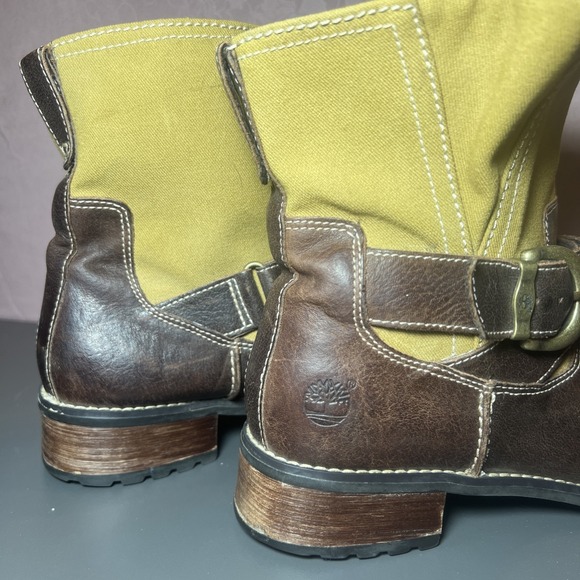 Women's Timberland Round Toe Chelsea Boot Size 8 Two Tone Wheat & Brown Leather - Picture 6 of 12